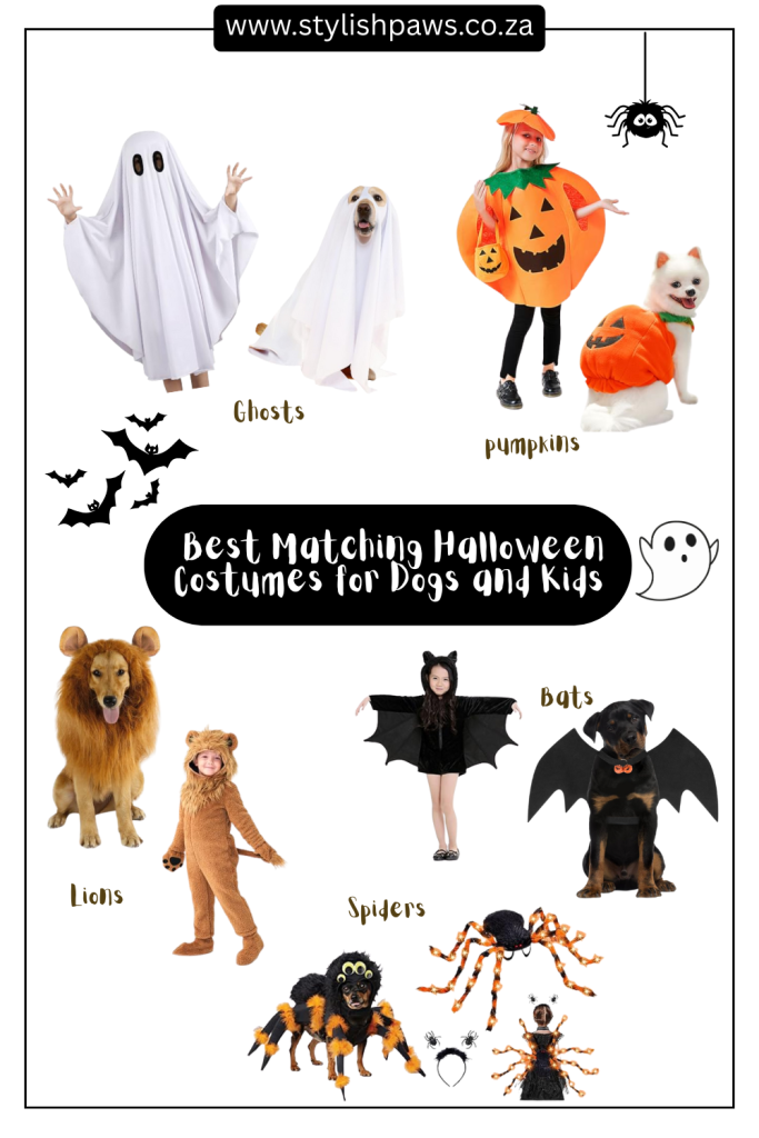 the best matching Halloween costumes for dogs and kids